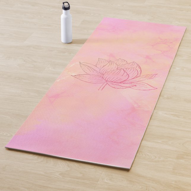 Tapis De Yoga Illustration de lotus élégant rose clair (En situation)