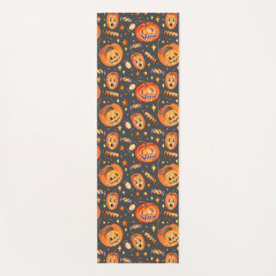 Tapis De Yoga Illustration d'Halloween avec chauve-souris citrou