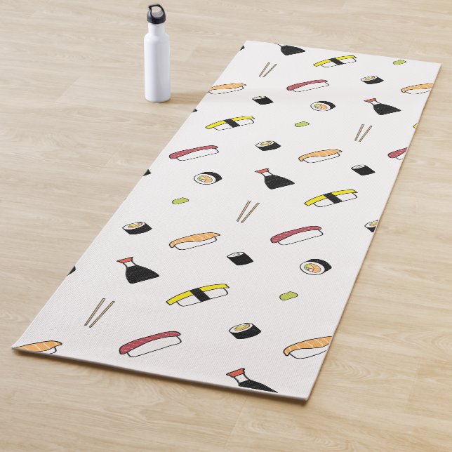 Tapis De Yoga Illustration du sushi Motif mignon | Saumon Orange (En situation)