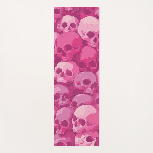Tapis De Yoga Illustration Pop Art à motif de crâne rose (Devant)