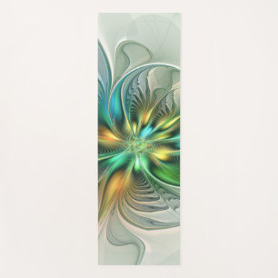Tapis De Yoga Imaginaire coloré Moderne Fleur Abstraite Fractale