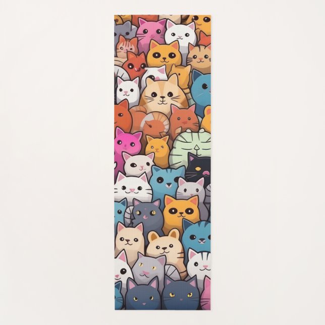 Tapis De Yoga Imaginaire Feline : Cute Anime Cats Galore (Devant)