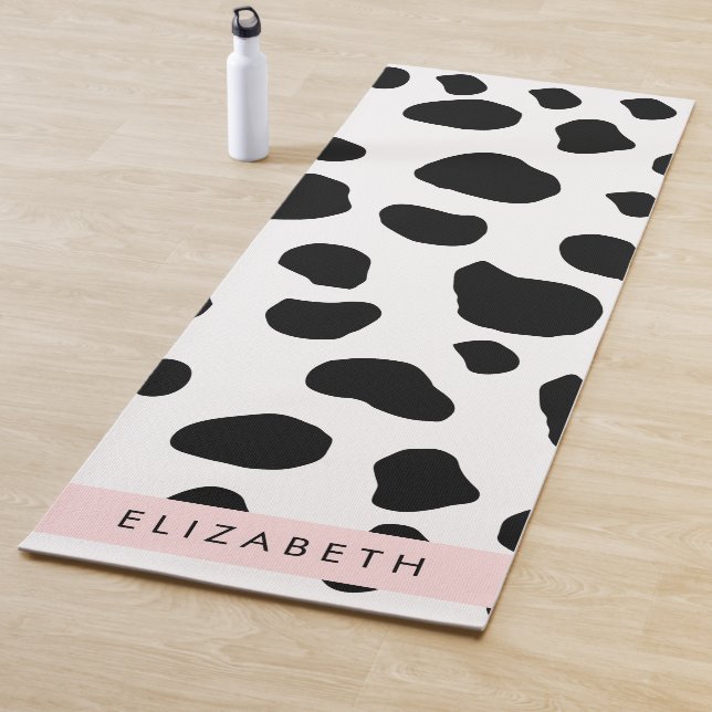 Tapis De Yoga Impression De Vache, Spots De Vache, Noir Et Blanc (En situation)