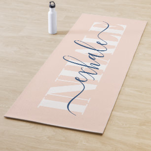 Tapis De Yoga Inhale exhale la citation blanche rose pâle modern
