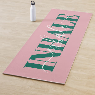 Tapis De Yoga Inhale exhale la citation moderne vert rose