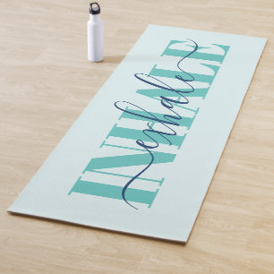 Tapis De Yoga Inhale exhale une citation bleu turquoise moderne