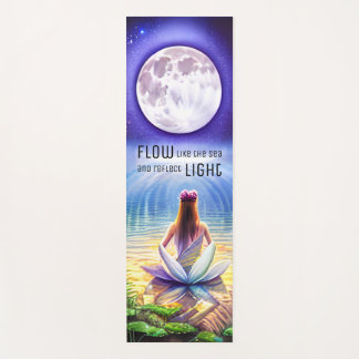 Tapis De Yoga Inspirationnelle Méditation Pleine lune de fleurs 