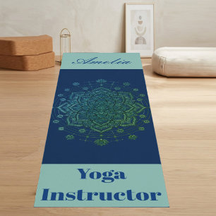 Tapis de yoga instructeur Mandala Lotus Saint Bleu