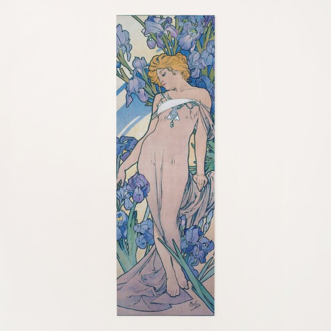 Tapis De Yoga Iris (Quatre Fleurs), Alphonse Mucha (Devant)