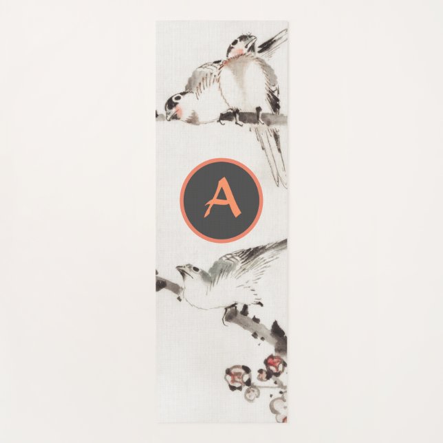 TAPIS DE YOGA JAPONAIS WOODBLOG IMPRIMER OISEAUX SUR BRANCHE YOG (Devant)