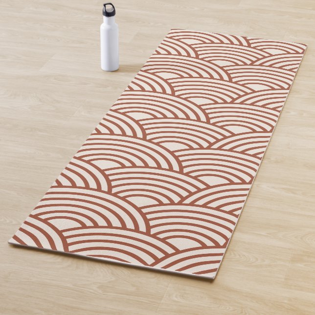 Tapis De Yoga Japonaise Seigaiha Vave Rust Terracotta (En situation)