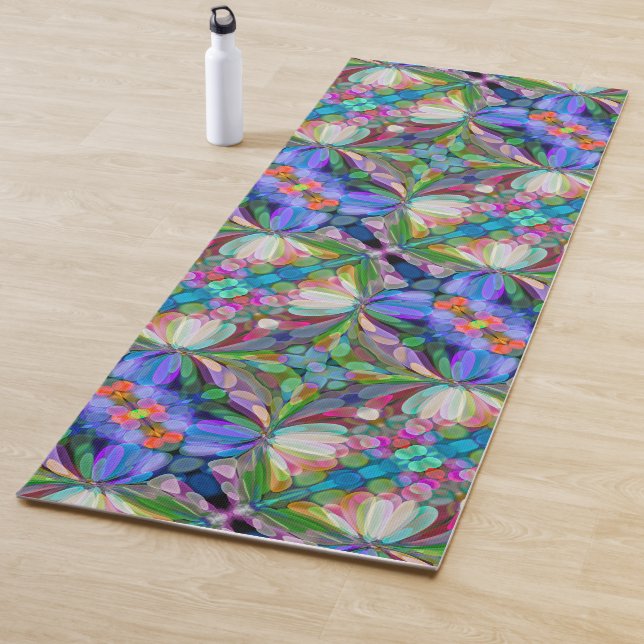 Tapis De Yoga Jardin de Fleur sauvage de libellules Abstrait Flo (En situation)
