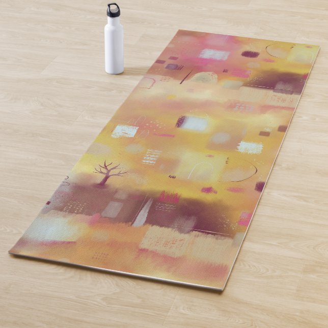 Tapis De Yoga Jaune Abstrait moderne (En situation)