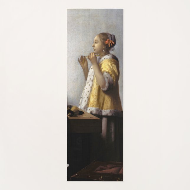 Tapis De Yoga Johannes Vermeer - Jeune femme avec collier perle (Devant)