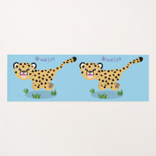 Tapis De Yoga Joli bébé guépard en cours de dessin animé illustr