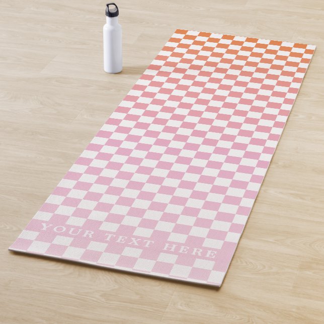 Tapis De Yoga Joli été À damiers rose orange (En situation)