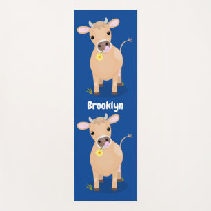 Tapis De Yoga Joli joli maillot de vache et dessin de fleurs