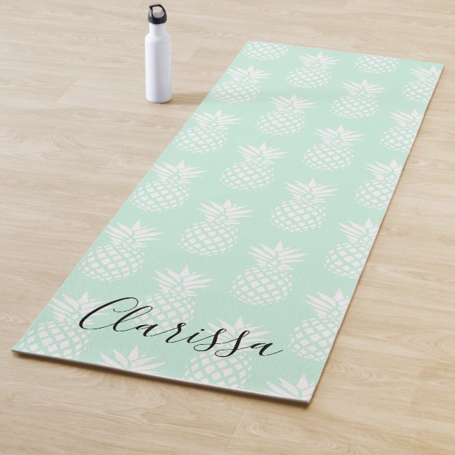 Tapis De Yoga Joli motif vert en bon état mignon élégant (En situation)