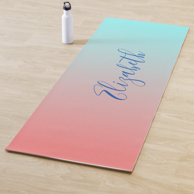 Tapis De Yoga Joli Ombre rose et bleu (En situation)