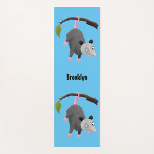 Tapis De Yoga Joli opossum accroché à la branche dessin animé
