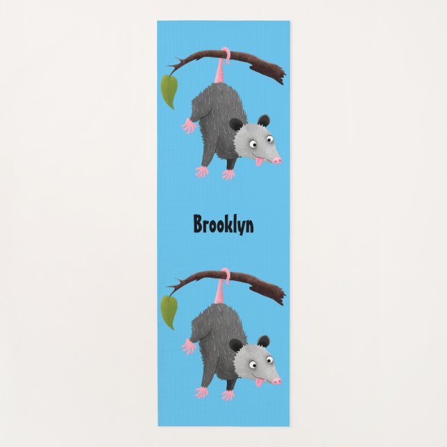Tapis De Yoga Joli opossum accroché à la branche dessin animé (Devant)