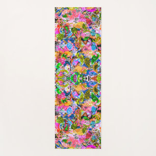 Tapis De Yoga Joli papier de fleurs mélangé cachemire abstrait c