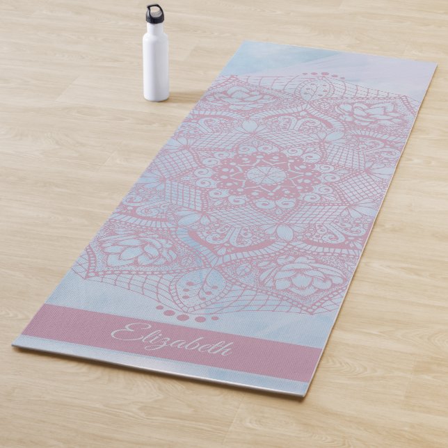 Tapis De Yoga Joli rose Sacré Lotus Fleur de fleurs Mandala (En situation)