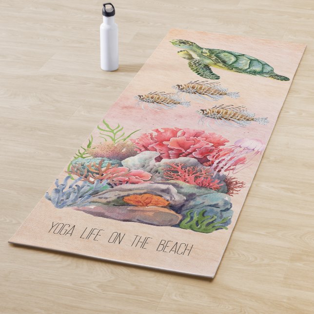 Tapis De Yoga Jolie aquarelle magique peinture corail récif (En situation)