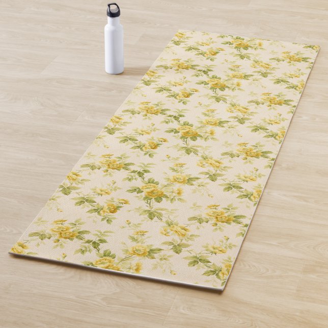 Tapis De Yoga Jolie ferme jaune d'or Floral (En situation)