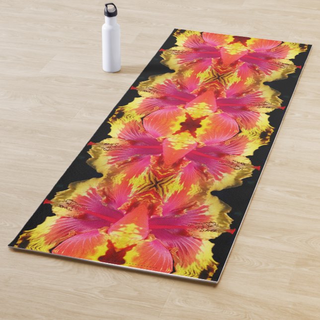 Tapis De Yoga Jolie fleur d'Hibiscus Fermer Abstraite (En situation)