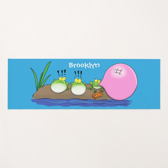 Tapis De Yoga Jolie grenouilles drôles bubblegum dessin animé il (Devant (Horizontal))