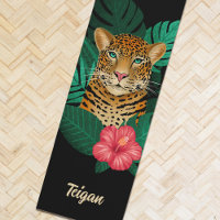 Jolie jungle léopard Art Floral | Noir | Nom