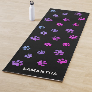 Tapis De Yoga Jolies empreintes de pattes violettes roses sur me