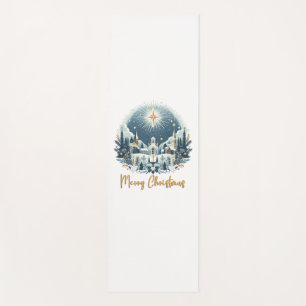 Tapis De Yoga Joyeux Noël bleu et or