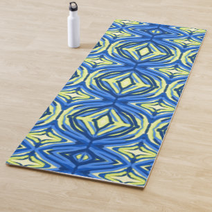 Tapis De Yoga Kaleidoscope bleu et jaune