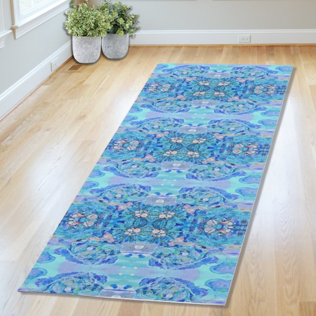 Tapis De Yoga Kaleidoscope bleu personnalisé (Créateur téléchargé)