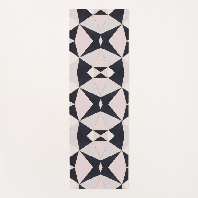 Tapis De Yoga Kaleidoscope rose noir géométrique (Devant)