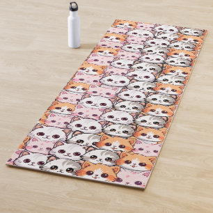 Tapis De Yoga Kawaii Chat félin Kitten visage animal de compagni