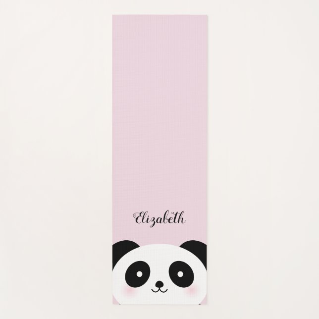 Tapis De Yoga Kawaii Cute Cartographie Panda Bear sur Pink Nom p (Devant)