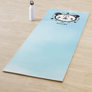 Tapis De Yoga Kawaii mignon visage ours - Kawaii minimaliste lig