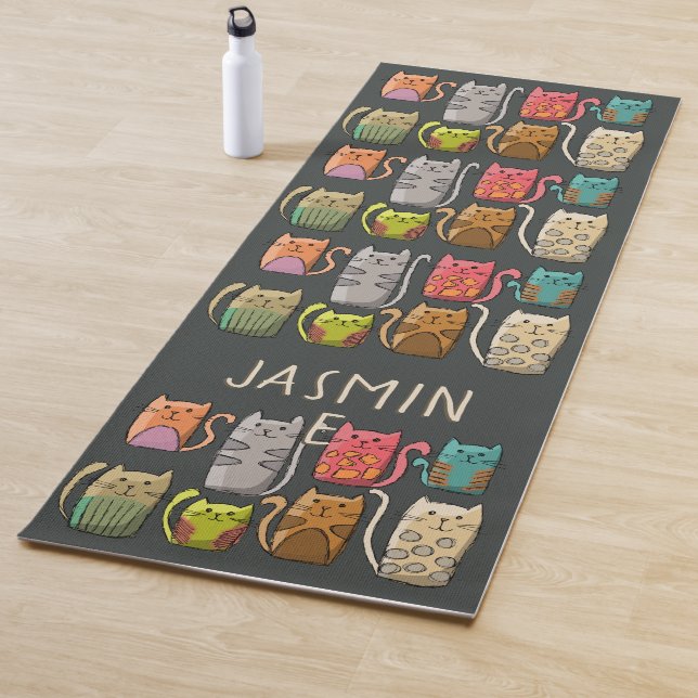 TAPIS DE YOGA KITTENS , CUTE CATS, CATS DRAWING  (En situation)