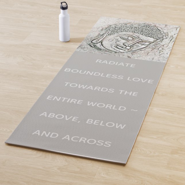 Tapis De Yoga La citation grise de portrait de Bouddha rayonnent (En situation)