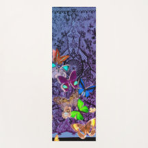 LACE ET BUTTERFLIES NOIRS YOGA MAT INITIALE PERSON