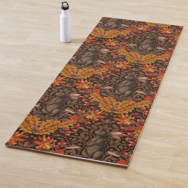 Tapis De Yoga Lapin d'automne sur brun (En situation)