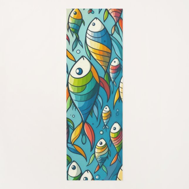 Tapis De Yoga L'art coloré du poisson sous-marin (Devant)