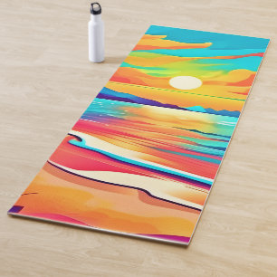 Tapis De Yoga L'art du coucher de soleil sur la plage animé