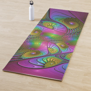 Tapis De Yoga L'Art Fractal Abstrait, Lumineux Et Coloré