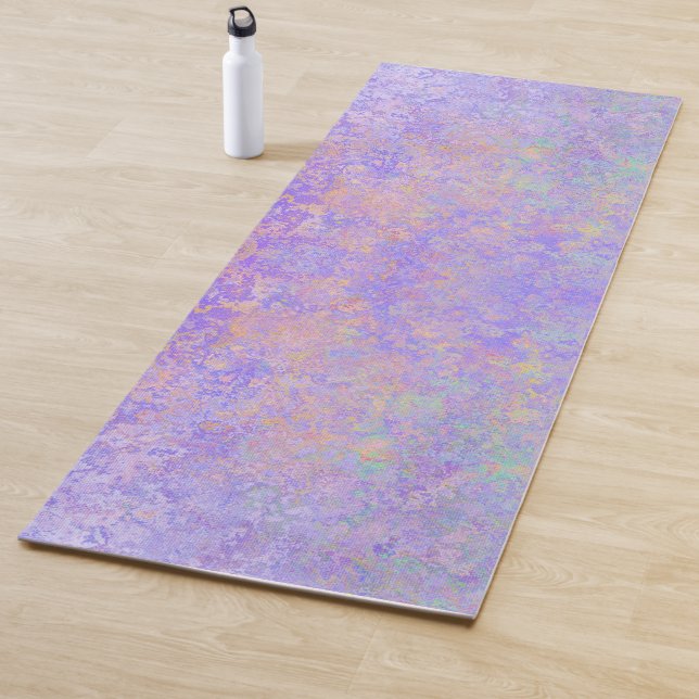 Tapis De Yoga Lavande psychédélique Purple Neon Pastel Abstrait (En situation)