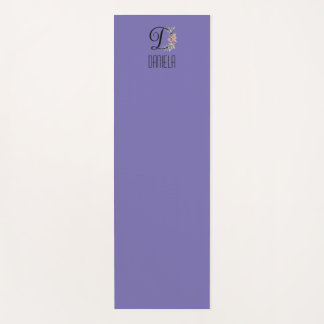 Tapis De Yoga Lave de fleur d'aquarelle initiale monogramme