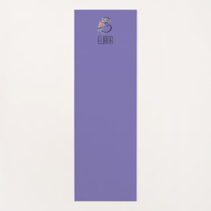 Tapis De Yoga Lave de fleur d'aquarelle initiale monogramme